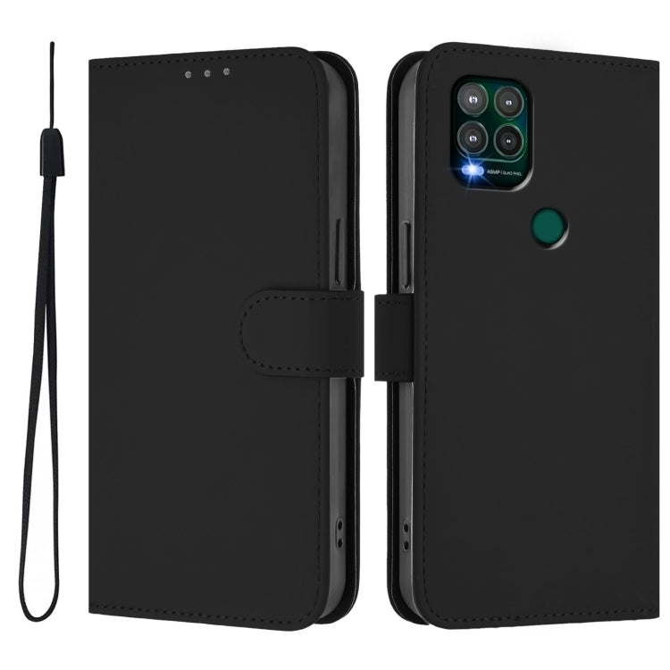 For Motorola Moto G Stylus 5G 2021 Skin Feel Solid Color Leather Phone Case with Lanyard