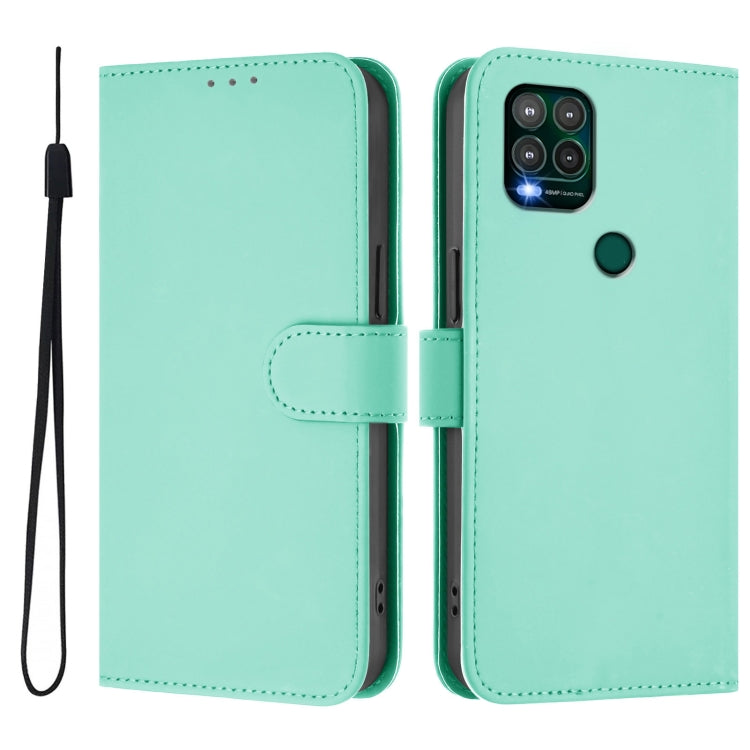 For Motorola Moto G Stylus 5G 2021 Skin Feel Solid Color Leather Phone Case with Lanyard