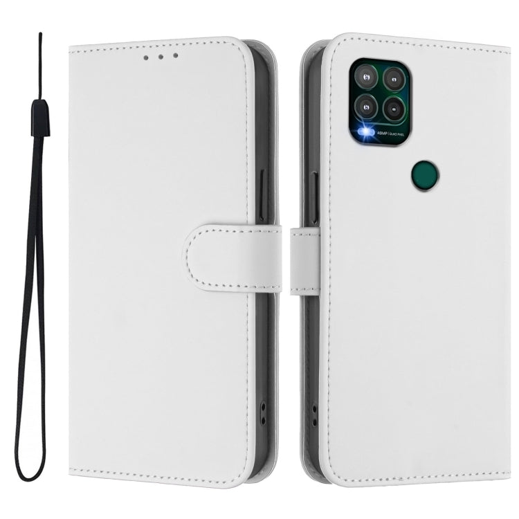 For Motorola Moto G Stylus 5G 2021 Skin Feel Solid Color Leather Phone Case with Lanyard