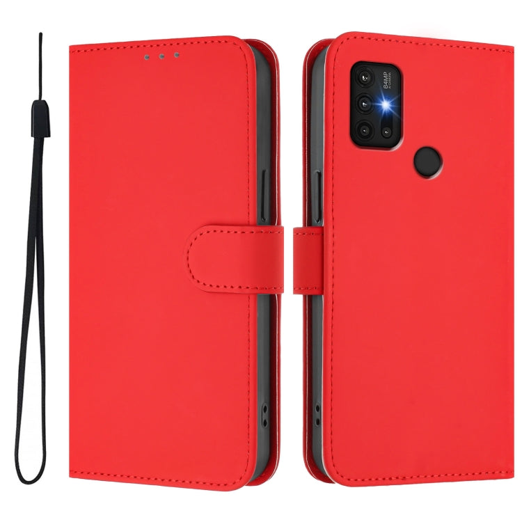 For Motorola Moto G30 / G10 / G20 Skin Feel Solid Color Leather Phone Case with Lanyard