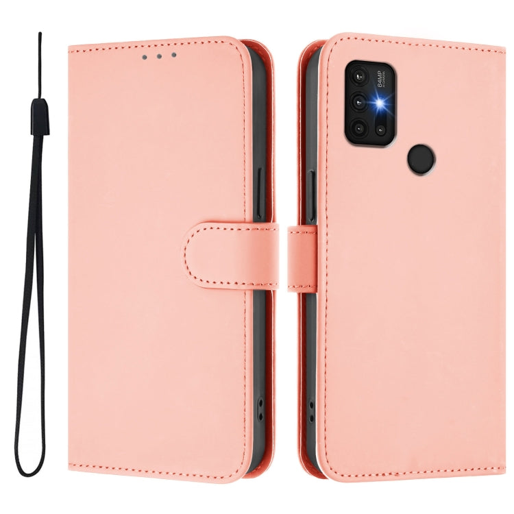 For Motorola Moto G30 / G10 / G20 Skin Feel Solid Color Leather Phone Case with Lanyard