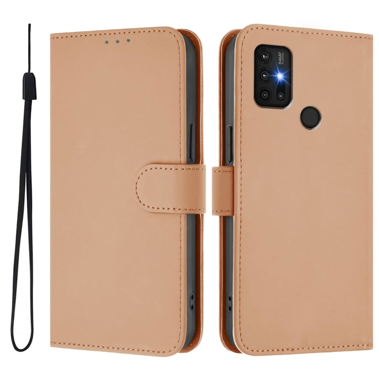 For Motorola Moto G30 / G10 / G20 Skin Feel Solid Color Leather Phone Case with Lanyard