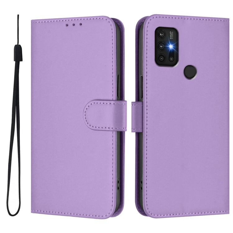 For Motorola Moto G30 / G10 / G20 Skin Feel Solid Color Leather Phone Case with Lanyard