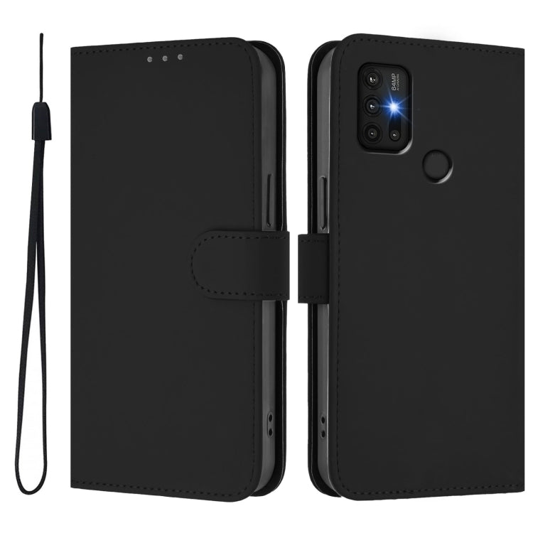 For Motorola Moto G30 / G10 / G20 Skin Feel Solid Color Leather Phone Case with Lanyard