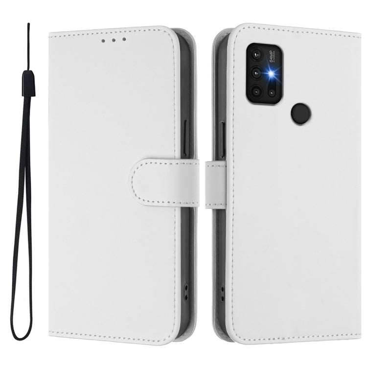 For Motorola Moto G30 / G10 / G20 Skin Feel Solid Color Leather Phone Case with Lanyard