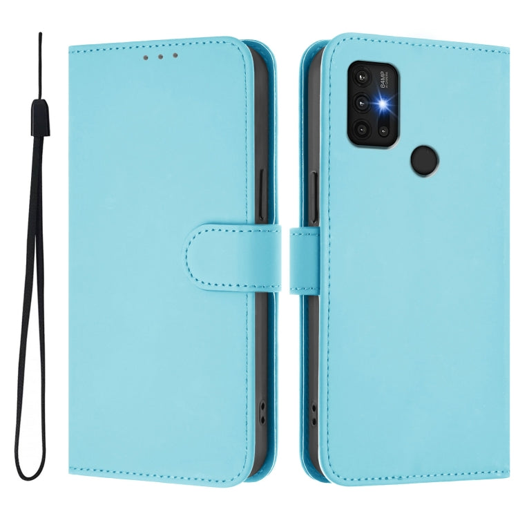 For Motorola Moto G30 / G10 / G20 Skin Feel Solid Color Leather Phone Case with Lanyard