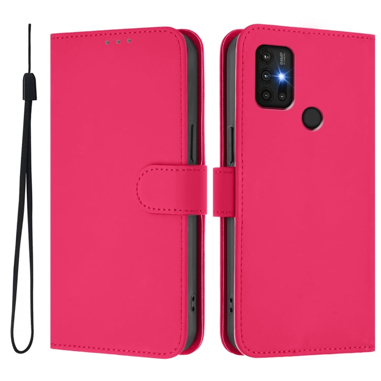 For Motorola Moto G30 / G10 / G20 Skin Feel Solid Color Leather Phone Case with Lanyard