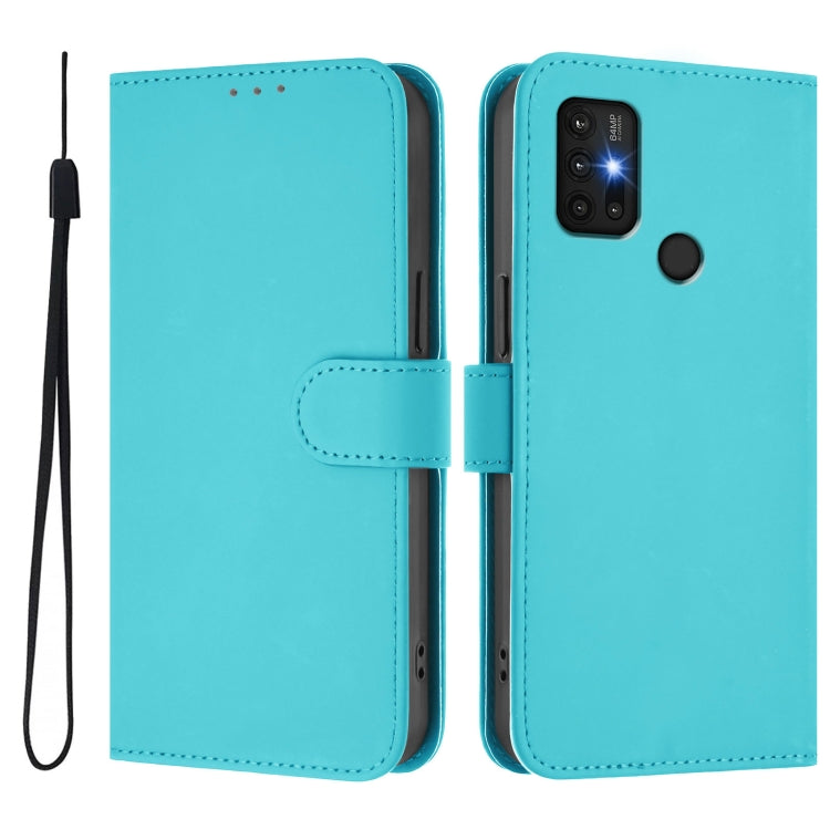 For Motorola Moto G30 / G10 / G20 Skin Feel Solid Color Leather Phone Case with Lanyard