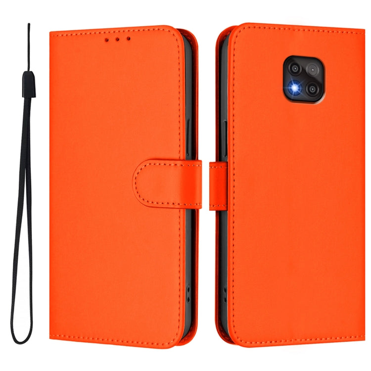 For Motorola Moto G Power 2021 Skin Feel Solid Color Leather Phone Case with Lanyard