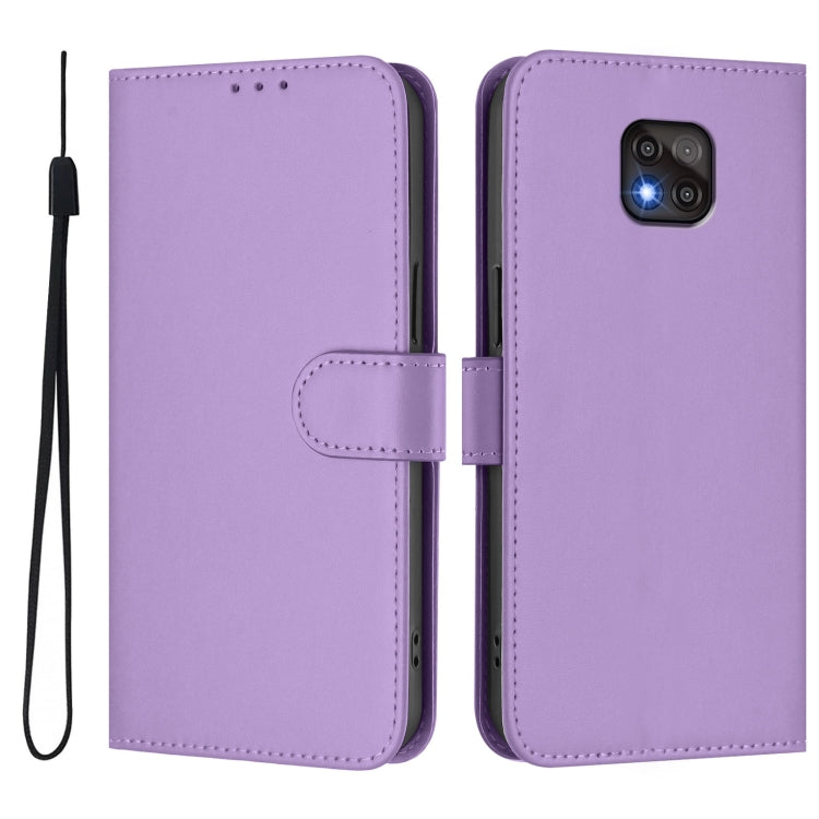 For Motorola Moto G Power 2021 Skin Feel Solid Color Leather Phone Case with Lanyard