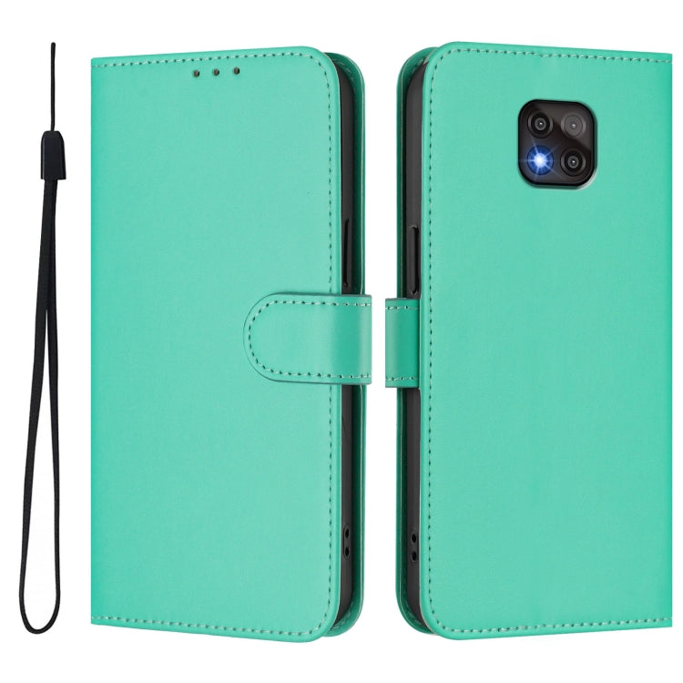 For Motorola Moto G Power 2021 Skin Feel Solid Color Leather Phone Case with Lanyard