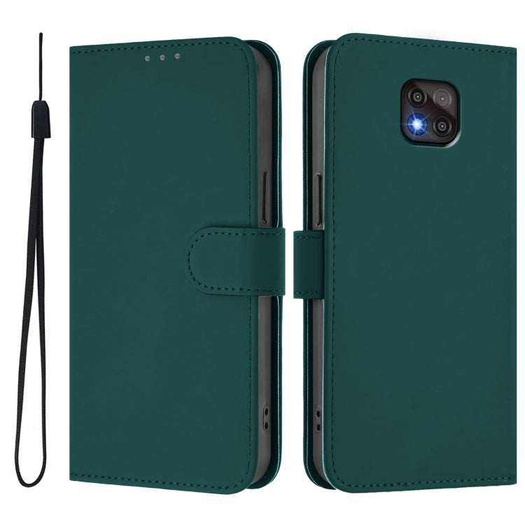For Motorola Moto G Power 2021 Skin Feel Solid Color Leather Phone Case with Lanyard