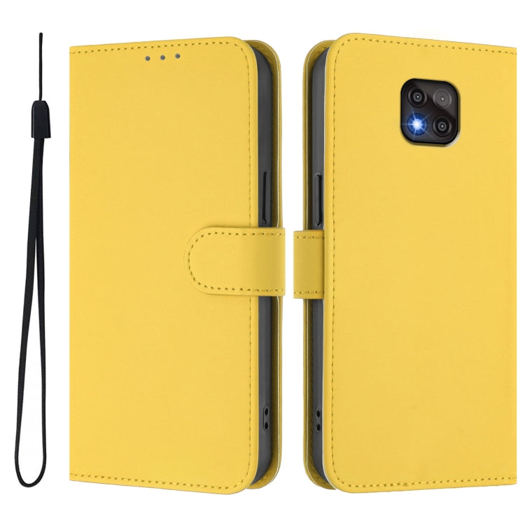 For Motorola Moto G Power 2021 Skin Feel Solid Color Leather Phone Case with Lanyard