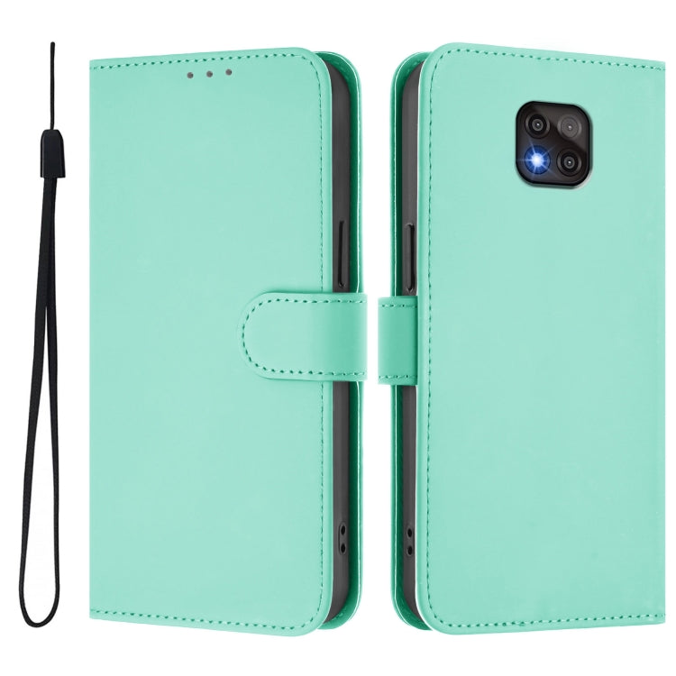 For Motorola Moto G Power 2021 Skin Feel Solid Color Leather Phone Case with Lanyard