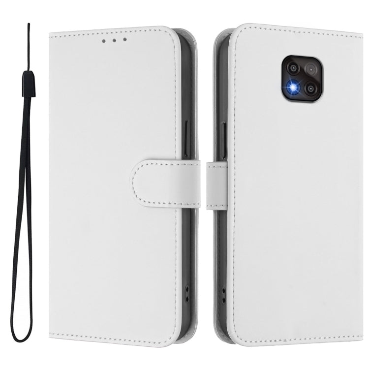 For Motorola Moto G Power 2021 Skin Feel Solid Color Leather Phone Case with Lanyard