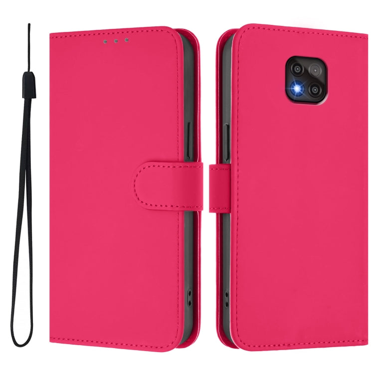 For Motorola Moto G Power 2021 Skin Feel Solid Color Leather Phone Case with Lanyard