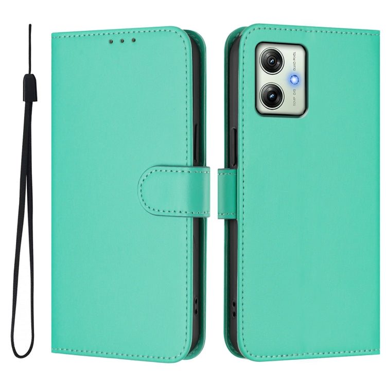For Motorola Moto G64 India Skin Feel Solid Color Leather Phone Case with Lanyard