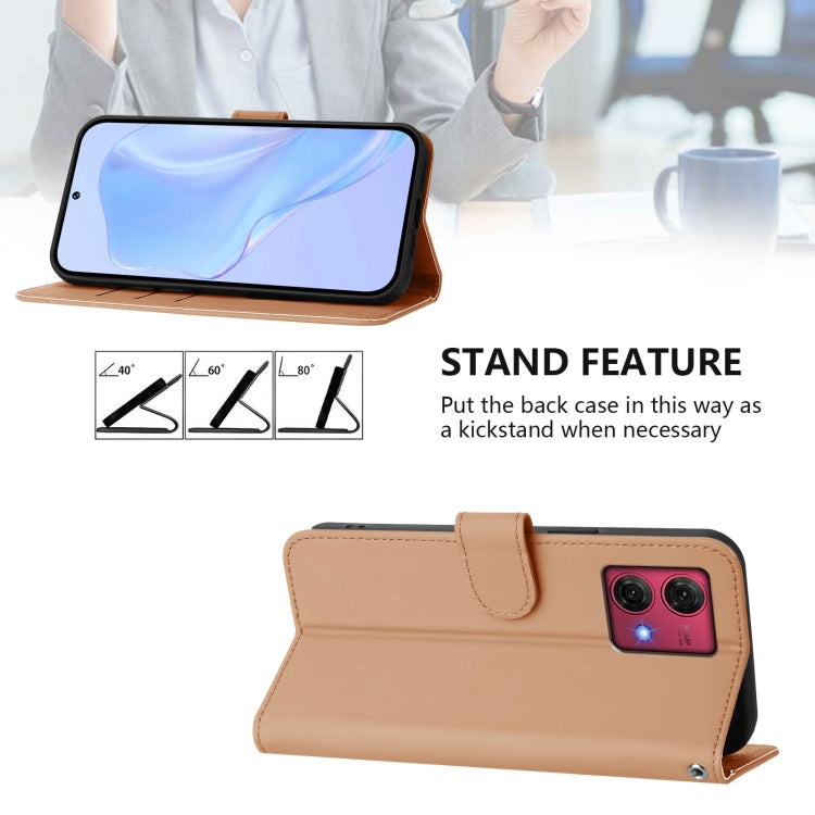 For Motorola Moto G84 5G Skin Feel Solid Color Leather Phone Case with Lanyard