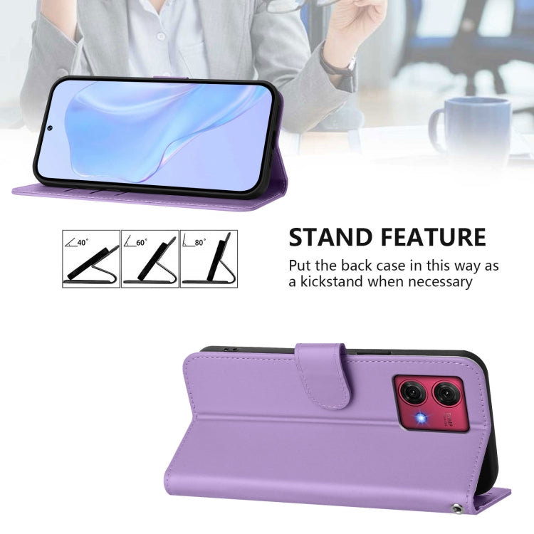 For Motorola Moto G84 5G Skin Feel Solid Color Leather Phone Case with Lanyard