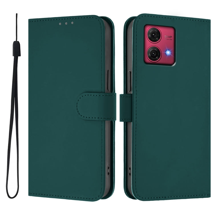 For Motorola Moto G84 5G Skin Feel Solid Color Leather Phone Case with Lanyard