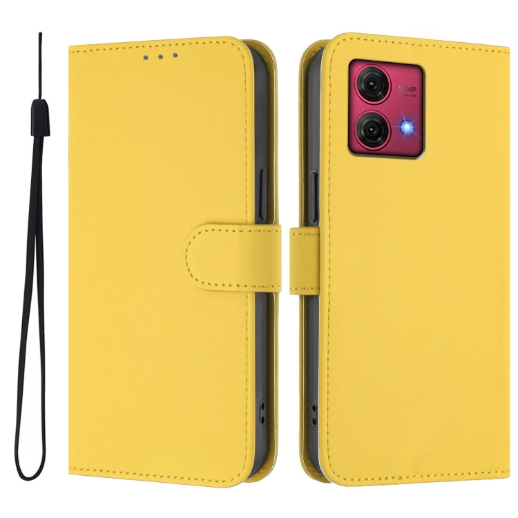 For Motorola Moto G84 5G Skin Feel Solid Color Leather Phone Case with Lanyard
