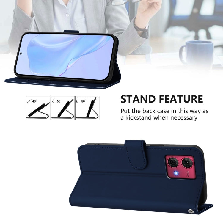 For Motorola Moto G84 5G Skin Feel Solid Color Leather Phone Case with Lanyard