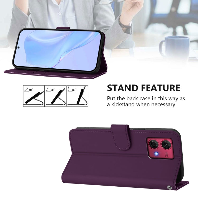 For Motorola Moto G84 5G Skin Feel Solid Color Leather Phone Case with Lanyard