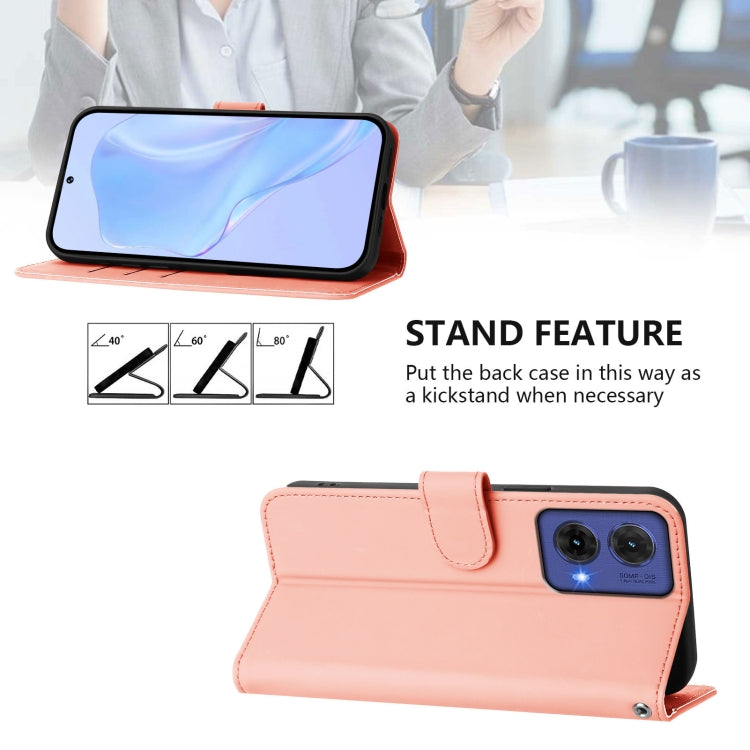 For Motorola Moto G85 5G Skin Feel Solid Color Leather Phone Case with Lanyard