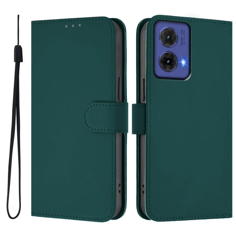 For Motorola Moto G85 5G Skin Feel Solid Color Leather Phone Case with Lanyard