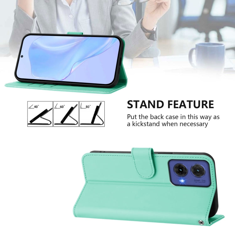 For Motorola Moto G85 5G Skin Feel Solid Color Leather Phone Case with Lanyard