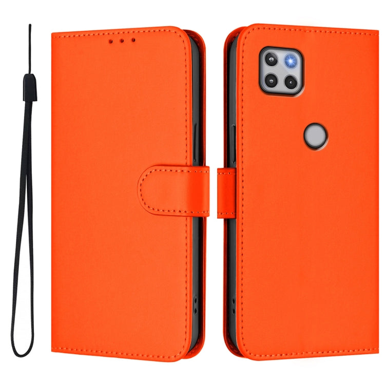 For Motorola One 5G Ace Skin Feel Solid Color Leather Phone Case with Lanyard