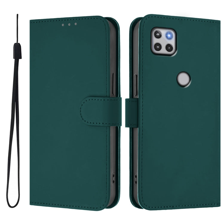 For Motorola One 5G Ace Skin Feel Solid Color Leather Phone Case with Lanyard