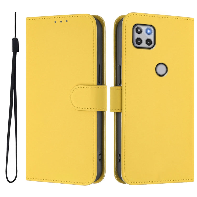 For Motorola One 5G Ace Skin Feel Solid Color Leather Phone Case with Lanyard
