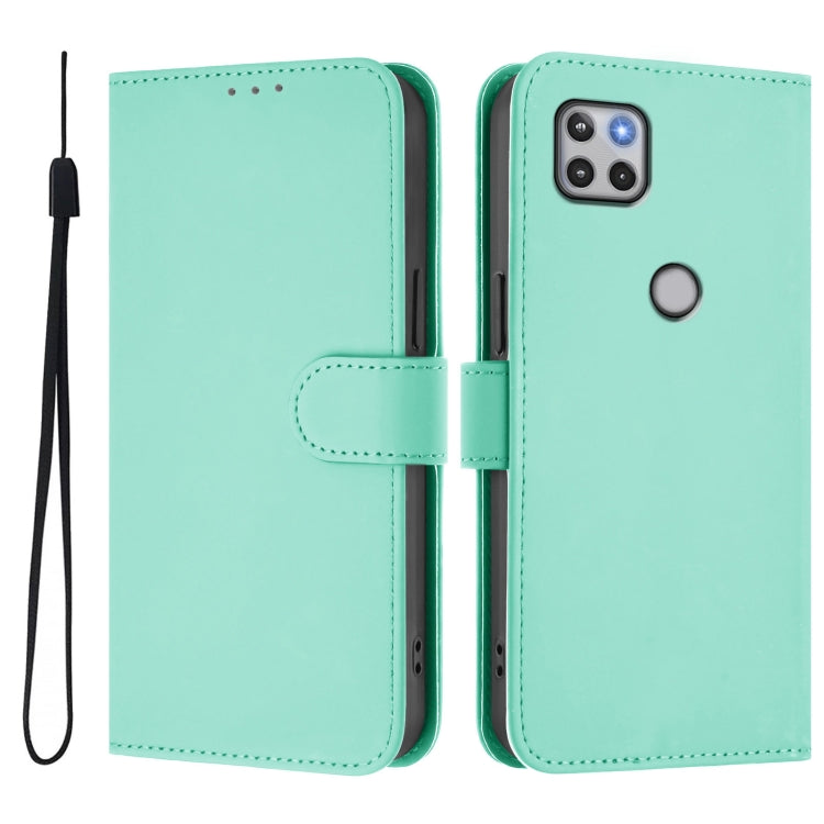 For Motorola One 5G Ace Skin Feel Solid Color Leather Phone Case with Lanyard