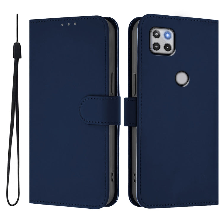 For Motorola One 5G Ace Skin Feel Solid Color Leather Phone Case with Lanyard