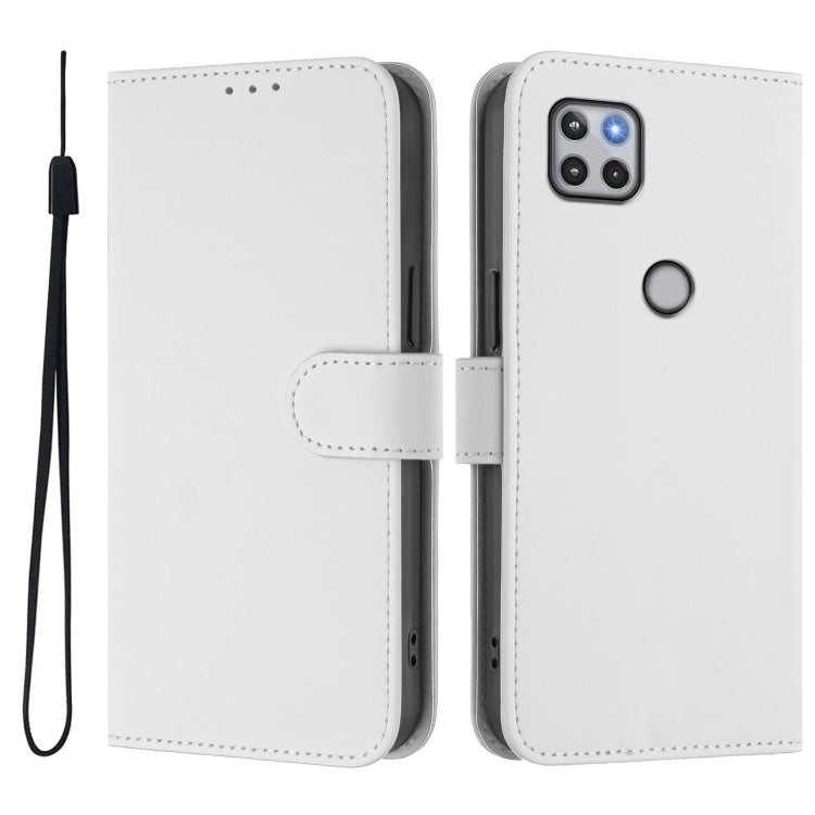 For Motorola One 5G Ace Skin Feel Solid Color Leather Phone Case with Lanyard