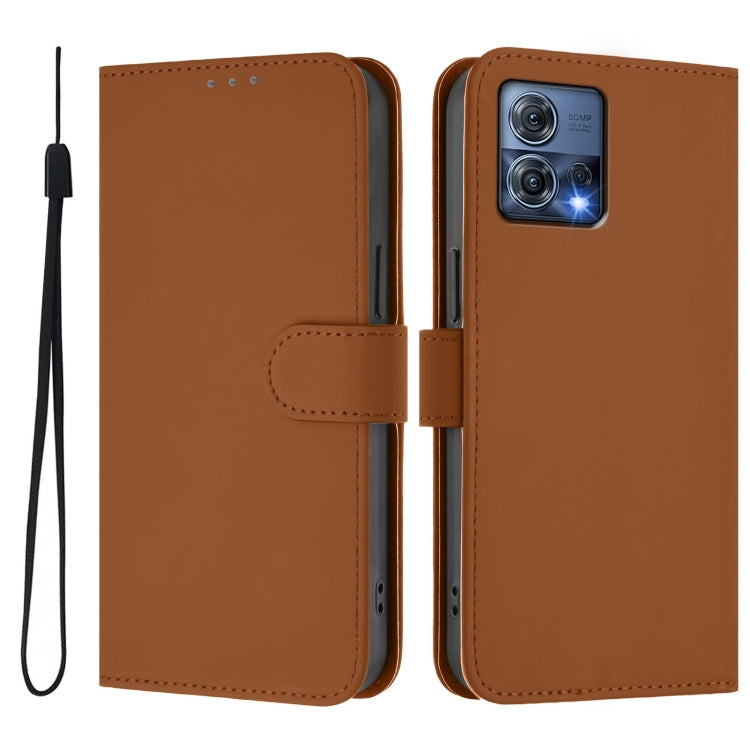 For Motorola Moto S30 Pro 5G Skin Feel Solid Color Leather Phone Case with Lanyard