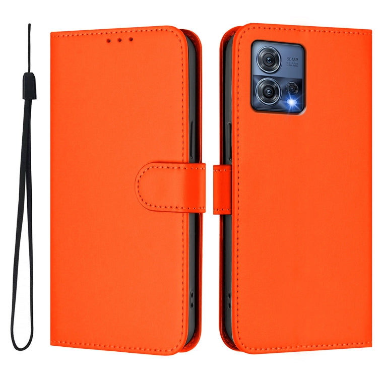 For Motorola Moto S30 Pro 5G Skin Feel Solid Color Leather Phone Case with Lanyard