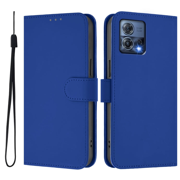 For Motorola Moto S30 Pro 5G Skin Feel Solid Color Leather Phone Case with Lanyard
