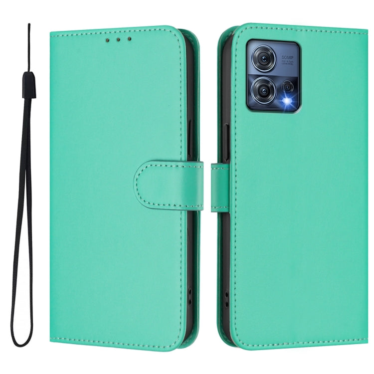 For Motorola Moto S30 Pro 5G Skin Feel Solid Color Leather Phone Case with Lanyard