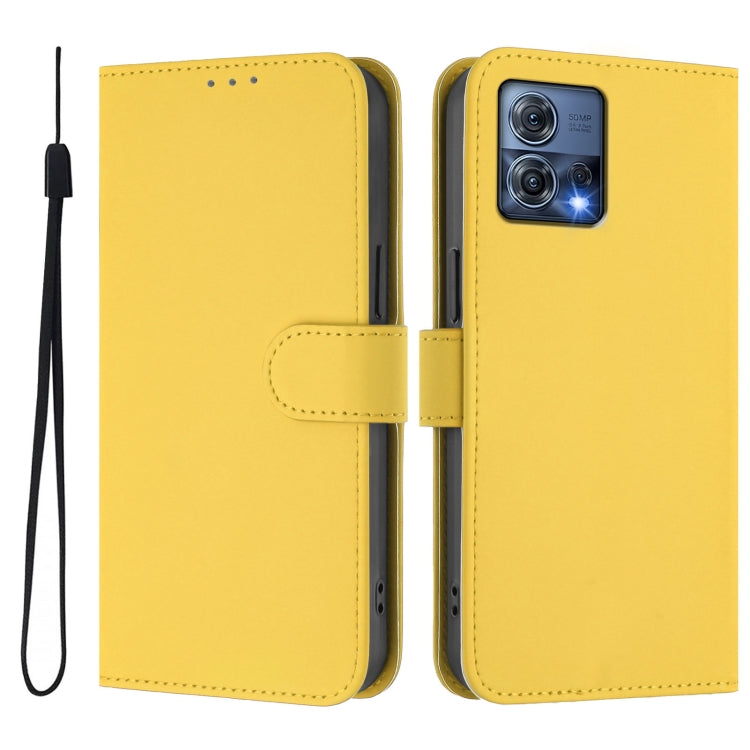 For Motorola Moto S30 Pro 5G Skin Feel Solid Color Leather Phone Case with Lanyard