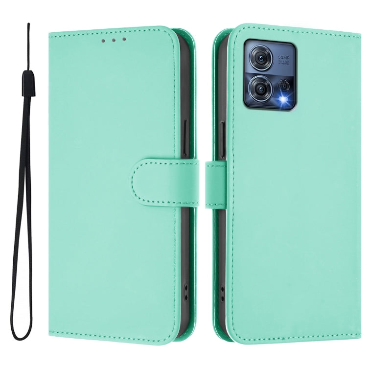 For Motorola Moto S30 Pro 5G Skin Feel Solid Color Leather Phone Case with Lanyard