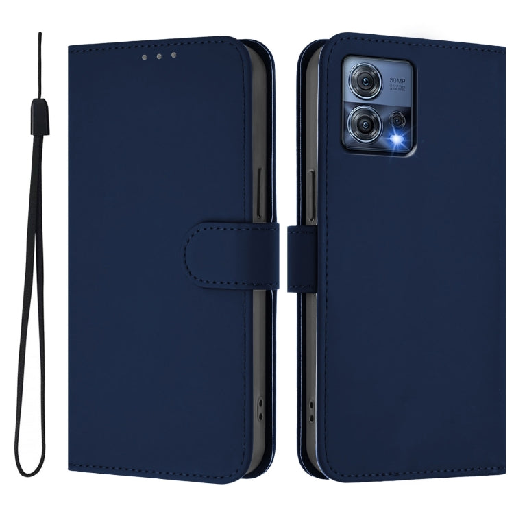 For Motorola Moto S30 Pro 5G Skin Feel Solid Color Leather Phone Case with Lanyard