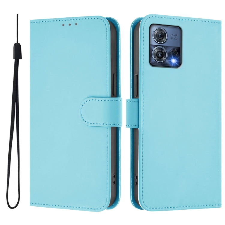 For Motorola Moto S30 Pro 5G Skin Feel Solid Color Leather Phone Case with Lanyard