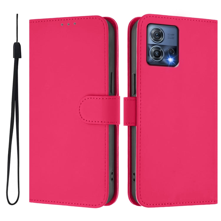 For Motorola Moto S30 Pro 5G Skin Feel Solid Color Leather Phone Case with Lanyard