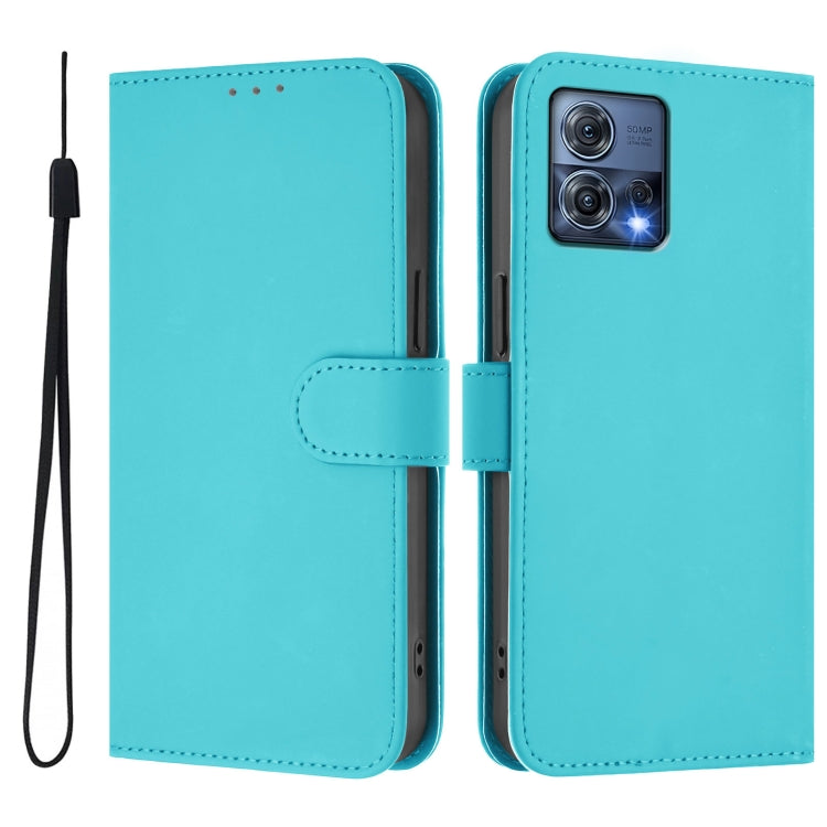 For Motorola Moto S30 Pro 5G Skin Feel Solid Color Leather Phone Case with Lanyard