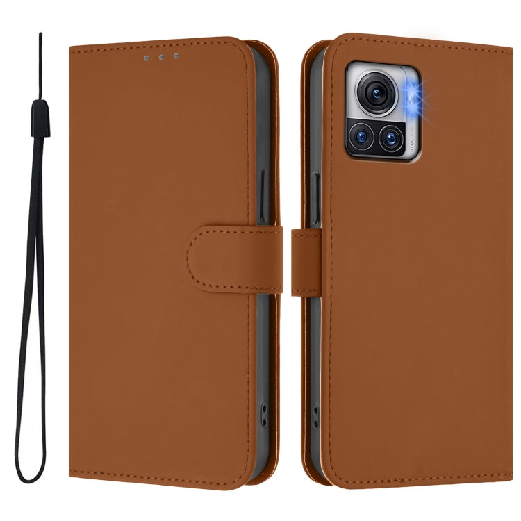 For Motorola Moto X30 Pro 5G Skin Feel Solid Color Leather Phone Case with Lanyard