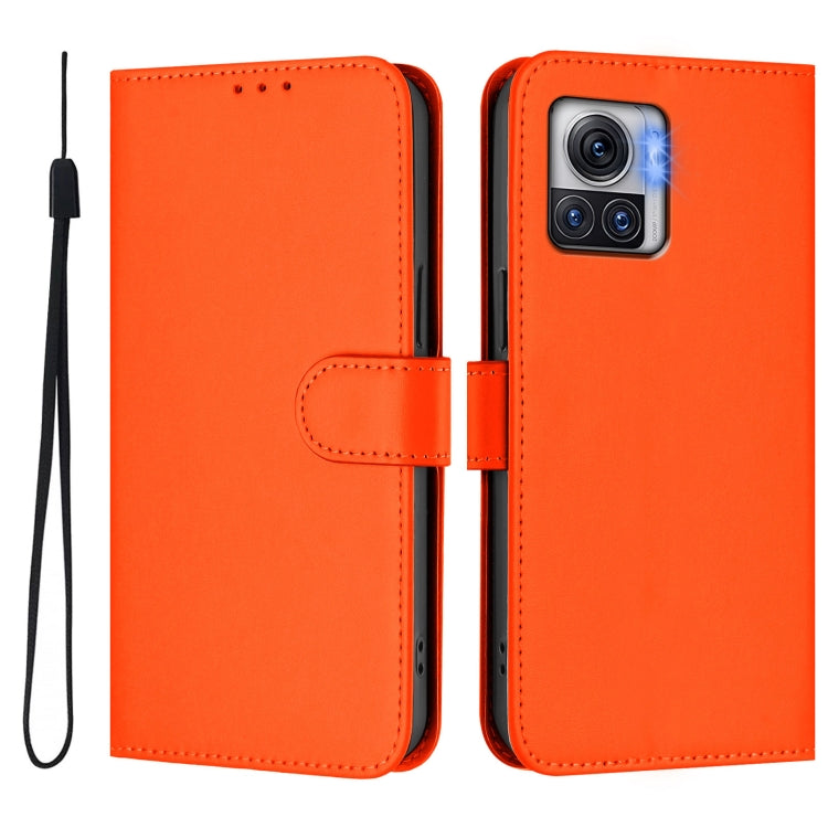 For Motorola Moto X30 Pro 5G Skin Feel Solid Color Leather Phone Case with Lanyard