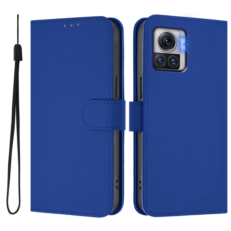 For Motorola Moto X30 Pro 5G Skin Feel Solid Color Leather Phone Case with Lanyard