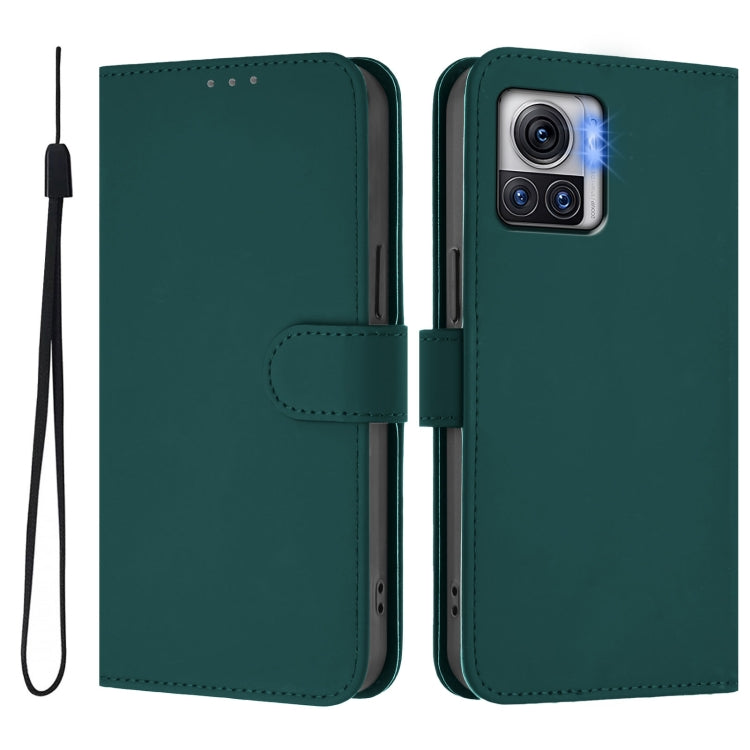 For Motorola Moto X30 Pro 5G Skin Feel Solid Color Leather Phone Case with Lanyard